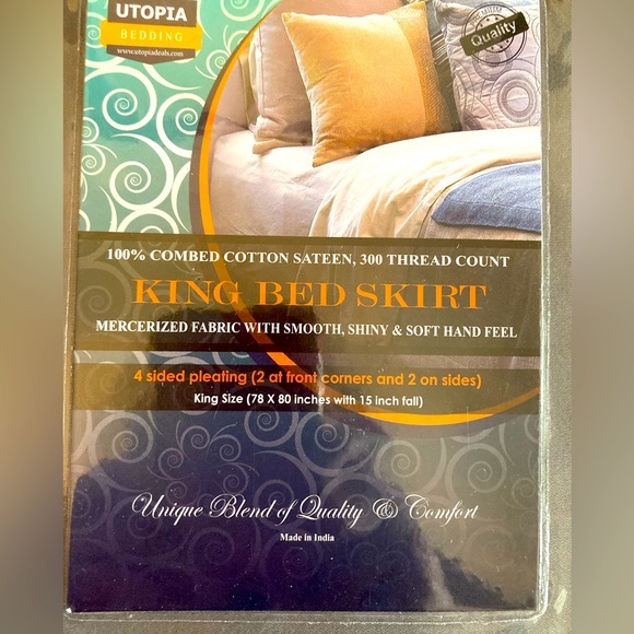 Utopia Africa Designs Other - King bed skirt. All cotton sateen 300 thread count grey. New never opened